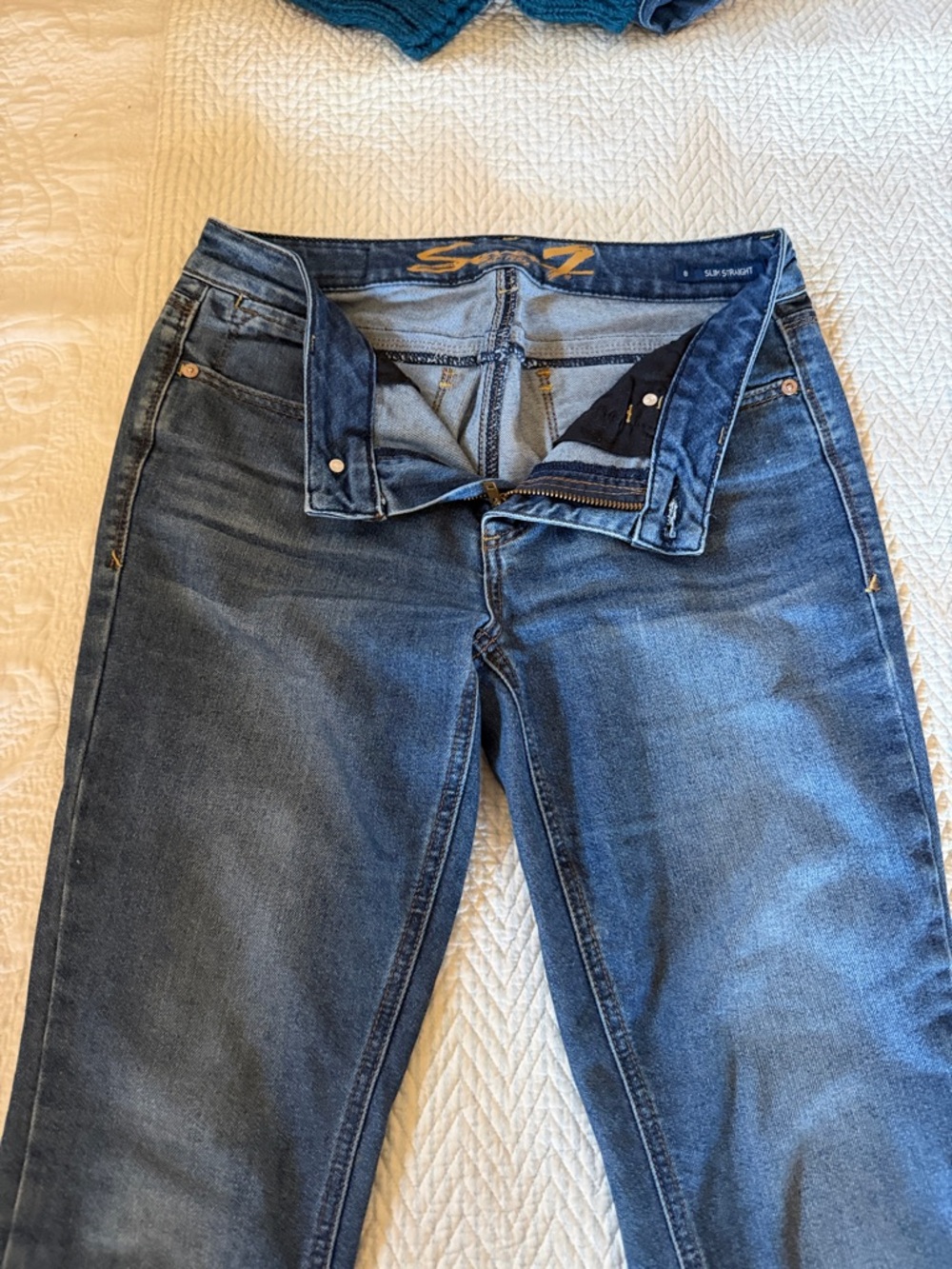 Seven7 Straight Leg Women's Jeans - Dark Blue